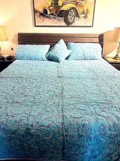 Slightly Quilted Hand Embroided Bed Set