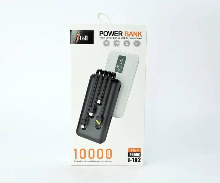 10000mah Powerbank with 4 in 1 Built in Cable 5V 2A Powerbank 0