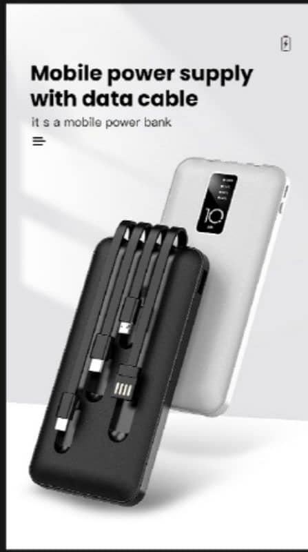 10000mah Powerbank with 4 in 1 Built in Cable 5V 2A Powerbank 3