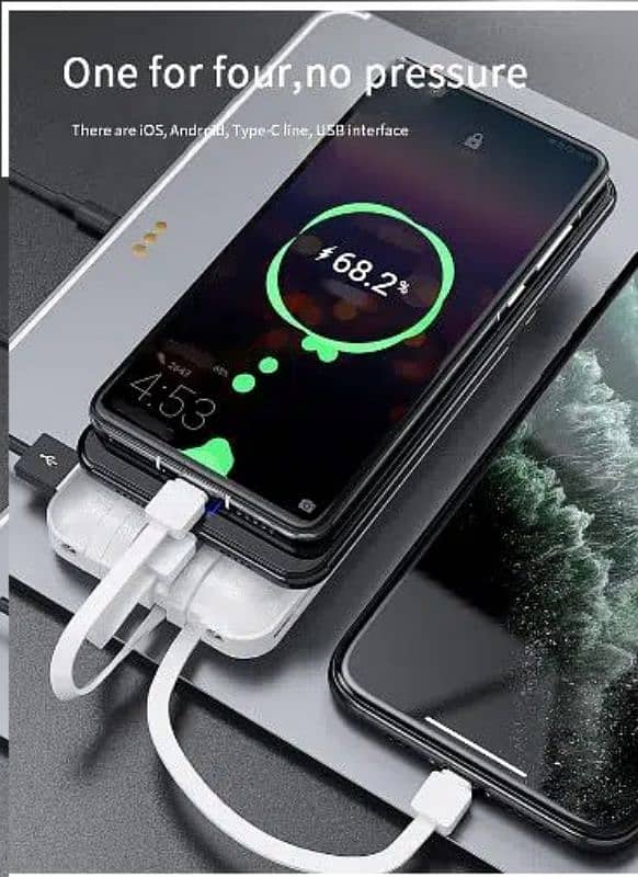 10000mah Powerbank with 4 in 1 Built in Cable 5V 2A Powerbank 7