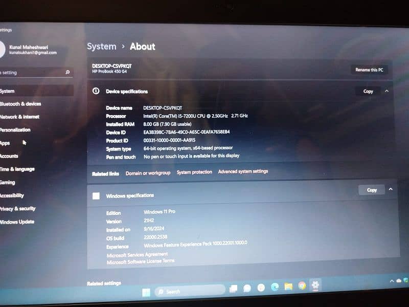 HP ProBook i5 7th generation 5