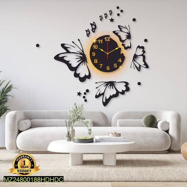 Butterfly Laminated WallClock with Backlight 0