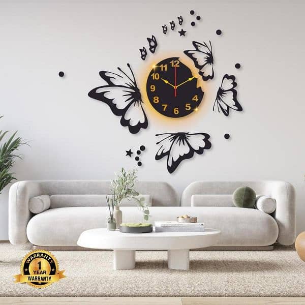 Butterfly Laminated WallClock with Backlight 2