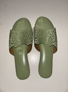 Gul Ahmed Ideas slippers olive green semi formal