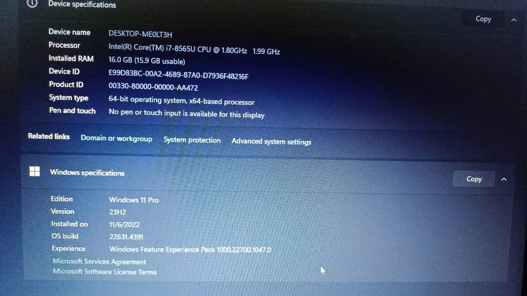 HP Notebook 15 dw0078nr Core i7 8th Gen – 16GB Ram 256GB SSD & 1TB HDD 9