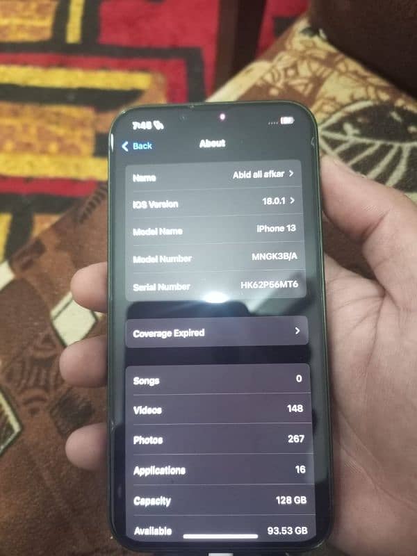 iphone 13 jv 128gb non active 10/10 condition no scratches bh 85+ 1