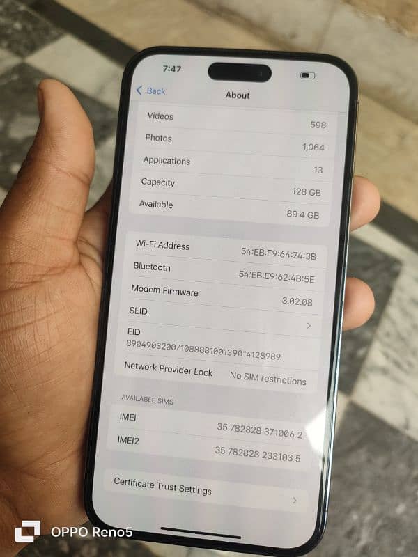 iphone 14 pro max 128 gp LLA model 10
