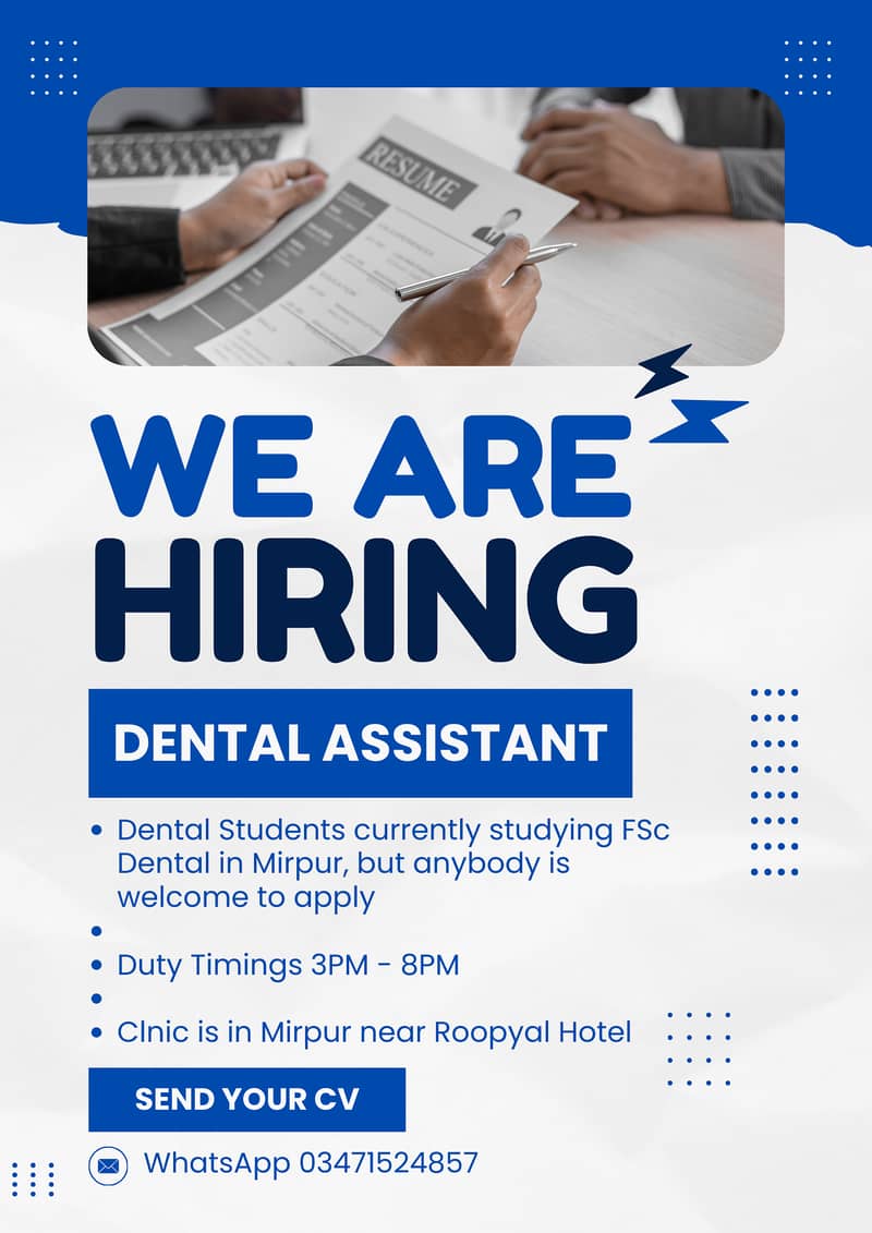 Dental Assistant required in Mirpur AJK 0