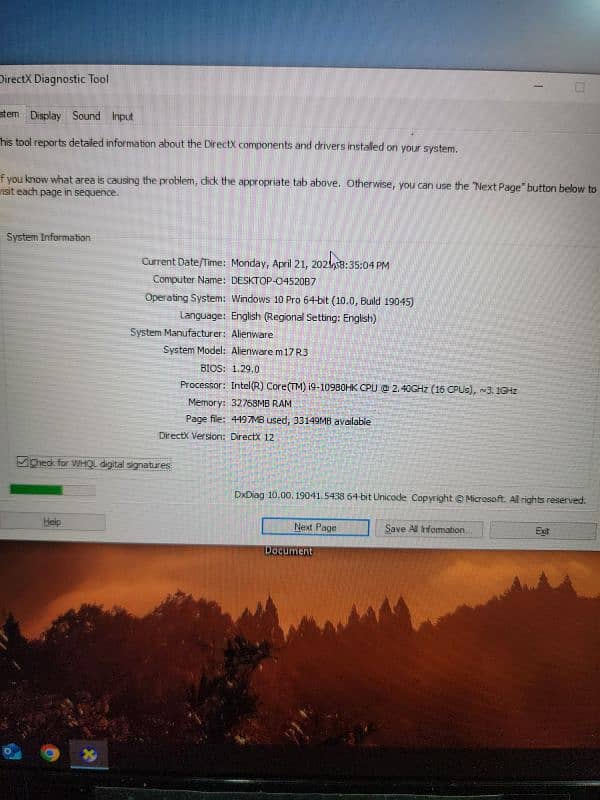 Alienware m17 R3 –Ci9 10th Gen | 32GB RAM | RTX 2080 Super 8GB | 144Hz 3