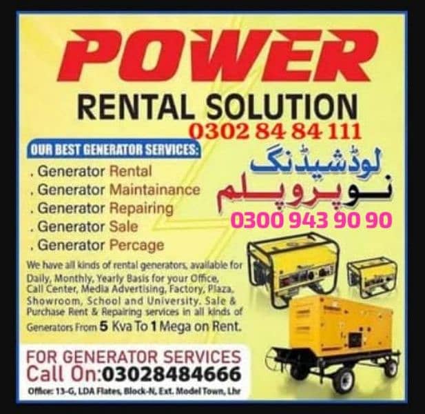 Generator Rent/Mantinnace/Rental Generator/Generator/Generator Repair 0