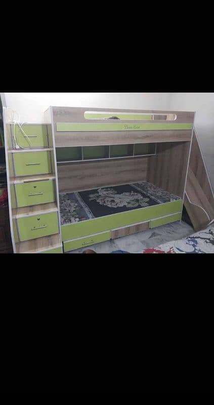triple bunkbed with stairs box's and slide 0