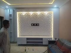 wallpaper/pvc panel,wooden & vinyl floor/led rack/ceiling,blind/grass