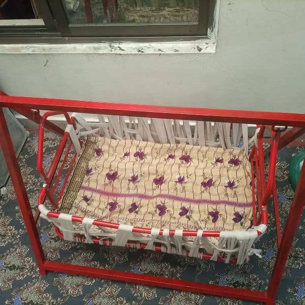 Baby Cradle Jhula with Cotton Ropes and Iron Frame – 0