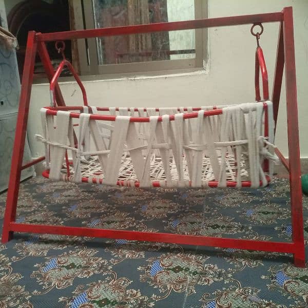 Baby Cradle Jhula with Cotton Ropes and Iron Frame – 2