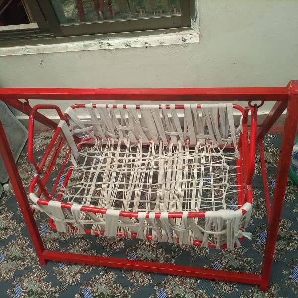 Baby Cradle Jhula with Cotton Ropes and Iron Frame – 3