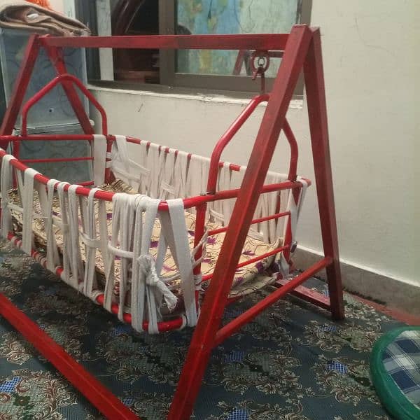 Baby Cradle Jhula with Cotton Ropes and Iron Frame – 4