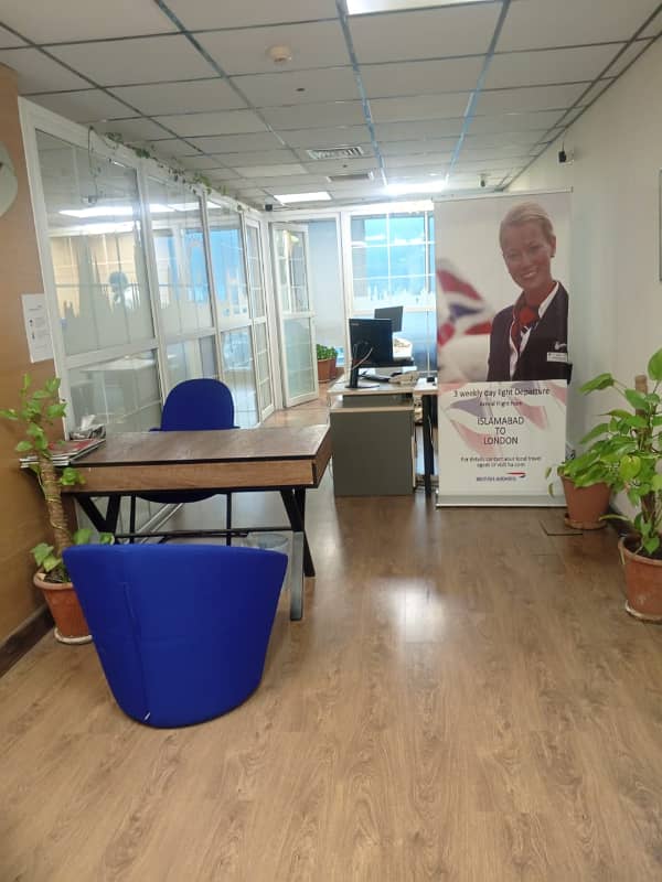 F-7 Markaz Near Jinnah super market. . .  two office available for Rent one is furnished, Rent 450k. . . . .  another one is unfurnished, Rent is 350k. .  same Size. . . 7