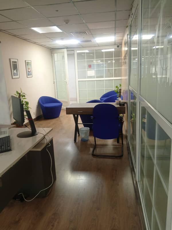 F-7 Markaz Near Jinnah super market. . .  two office available for Rent one is furnished, Rent 450k. . . . .  another one is unfurnished, Rent is 350k. .  same Size. . . 9
