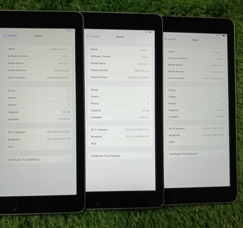 All Ipad / Ipad / Air 2 /16GB, 32GB10/10 with origianal charger 2