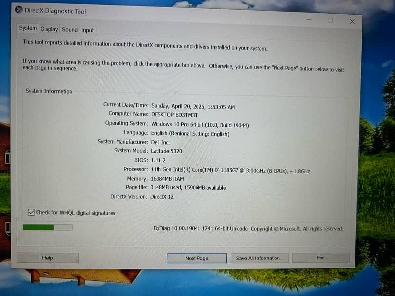 Dell Latitude 5320 core i7 11th Gen 16gb ram 256gb NVMe 13.3 display 5