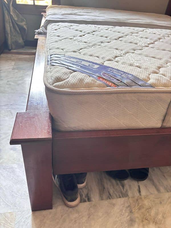 pure wooden 2 single beds with mattresses 1