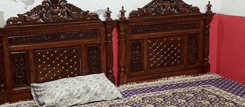 2 single bed pure sheesham wood with medicated mattress 0