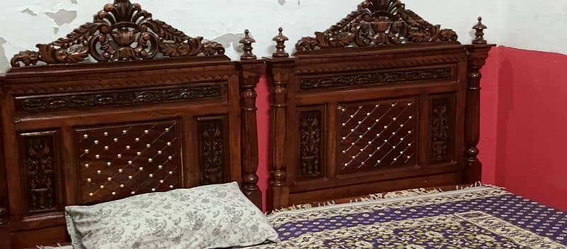2 single bed pure sheesham wood with medicated mattress 1