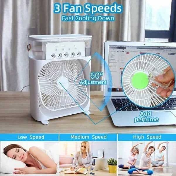 Mini Air Conditioner - 1 Pc Portable Fan with 3 Fan Speeds and 60°ad 4