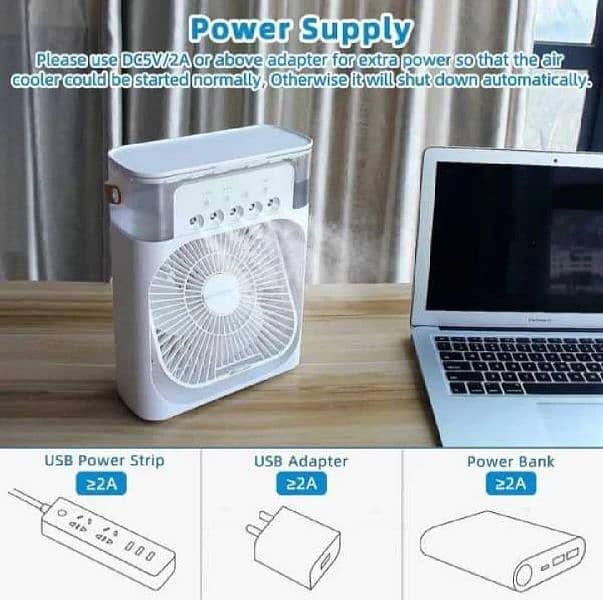 Mini Air Conditioner - 1 Pc Portable Fan with 3 Fan Speeds and 60°ad 5