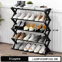 5 Layers X-Type Foldable Shoe Rack Stand – Space-Saving
