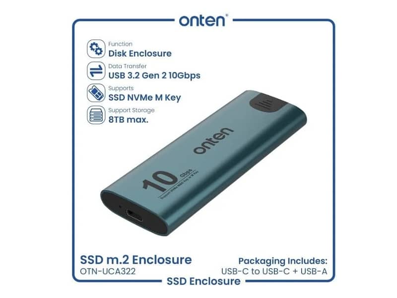 Onten NVME M. 2 SSD Hard Drive Enclosure OTN-UCA322 2