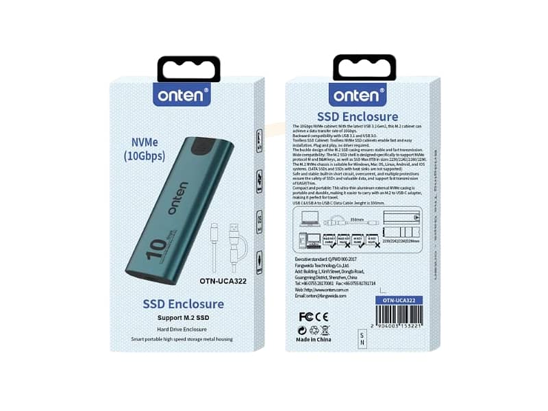 Onten NVME M. 2 SSD Hard Drive Enclosure OTN-UCA322 3