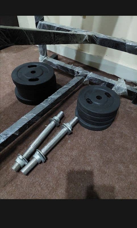 48kg Set 8 in 1 Multi Position Bench Press Plate 5ft Rod LegThigh Exer 8