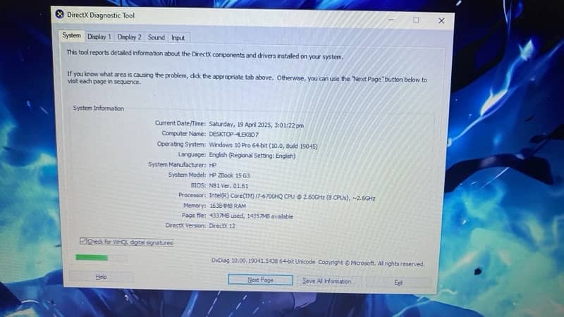 HP ZBOOK G6 I7 12