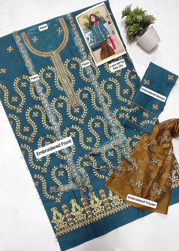 Girls' Embroidered Lawn Set - 2 Pcs Shirt & Trouser (1-10 Years) 1