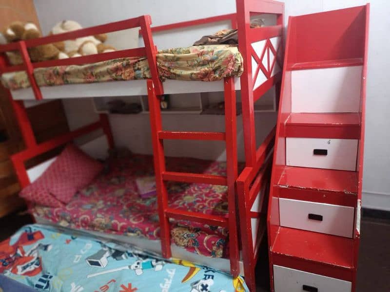 bunker bed For 3 kids and study table 0