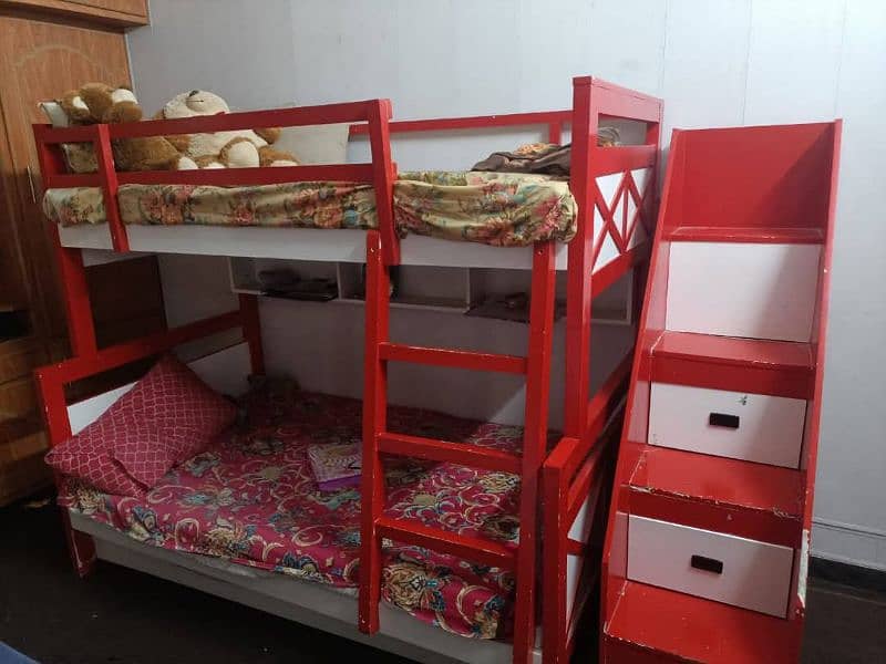 bunker bed For 3 kids and study table 1