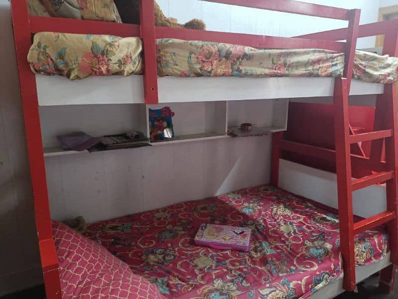 bunker bed For 3 kids and study table 4