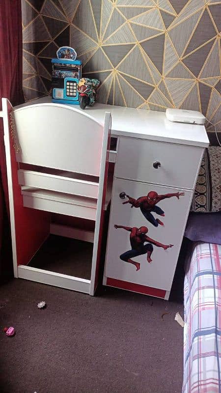 bunker bed For 3 kids and study table 5