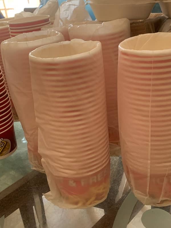 fryer , fries boxes , dips , spoons , plates 4