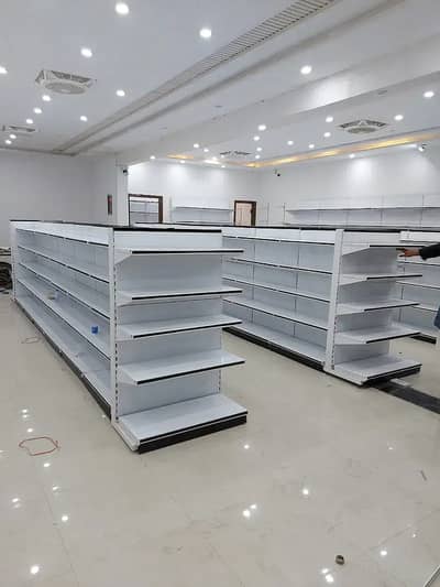 Double sided rack , Pharmacy racks , Super store rack , warehouse rack