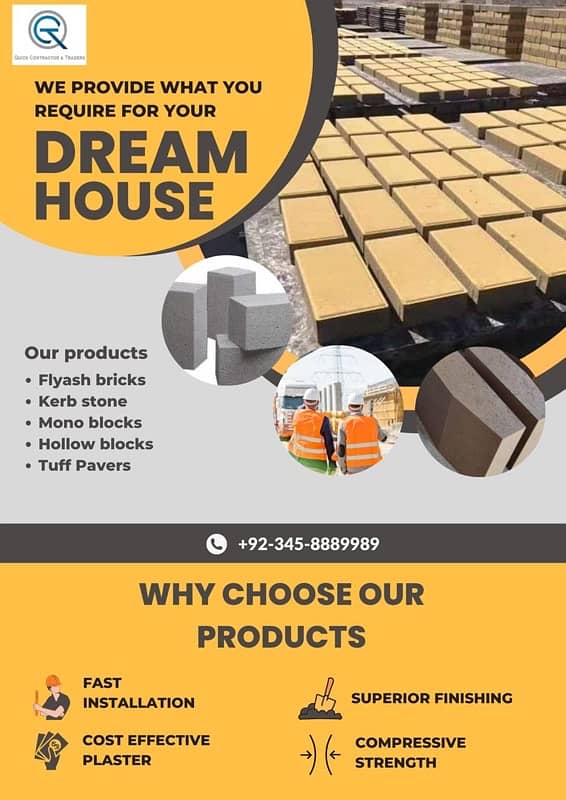Ash bricks for building house ,solid blocks , tuff pavers, curb blocks 8