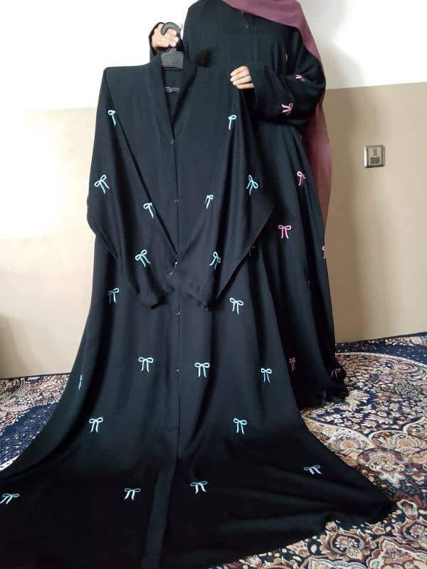 bow abaya black trending abaya in Pakistan 0