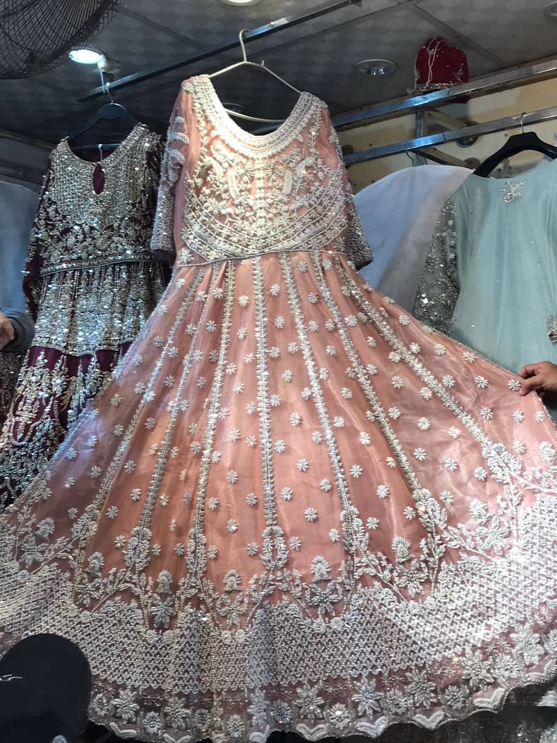 Peach Maxi Dress With Dupatta For Sale 0