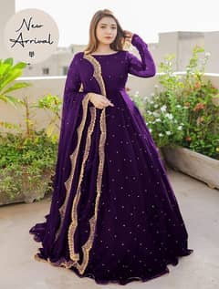 Elegant Maroon Embroidered Maxi Dress - 1 Pc Women's Stitched Shamoz