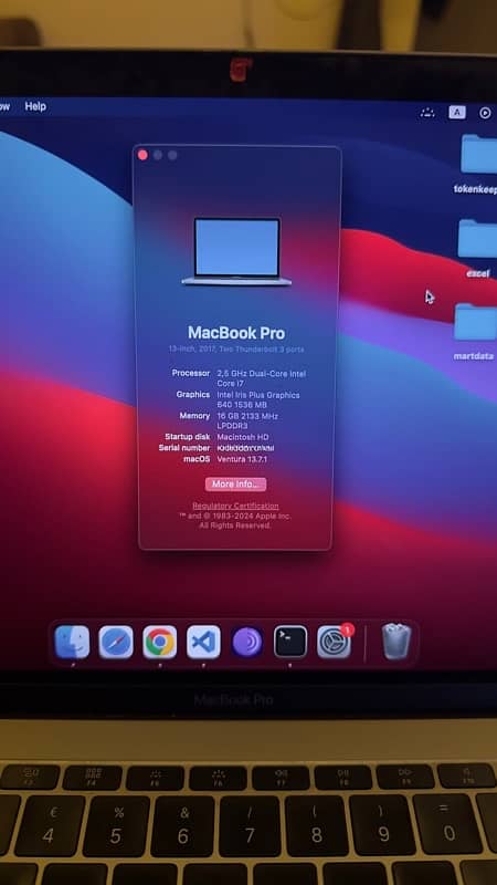 Macbook Pro 2017 core i7 16gb 512 ssd 4