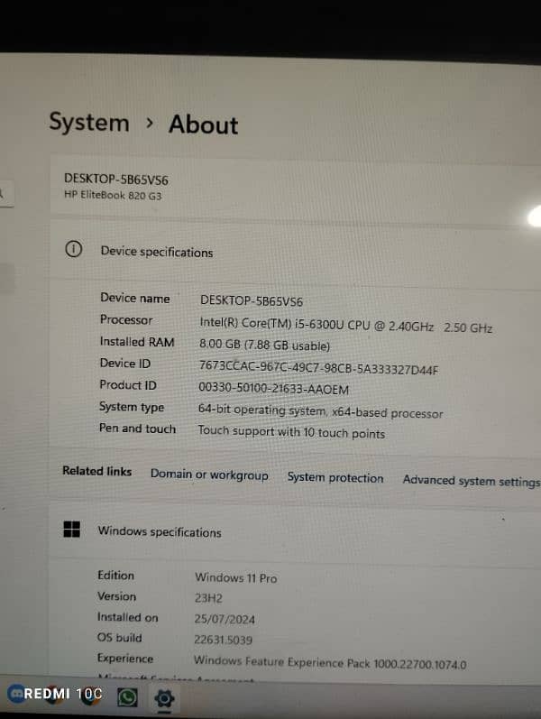 HP TouchScreen i5 6th Generation Ram 8GB + SSD 256GB Full HD 7