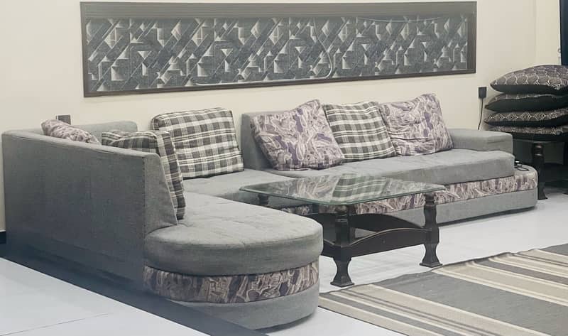 seven seater sofa in grey and blue colour 1
