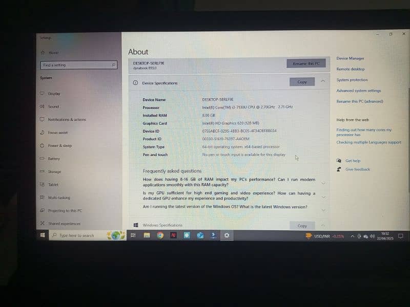 Toshiba dynabook B55/J - Core i3, 8GB RAM, 500GB Hard Drive 2