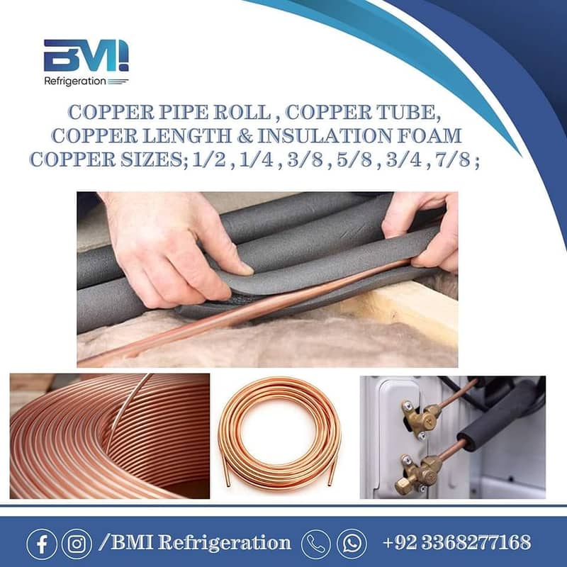 Buy Copper Pipe Roll 22g & 23g, Insulation Foam All Sizes – HVAC & Re 0